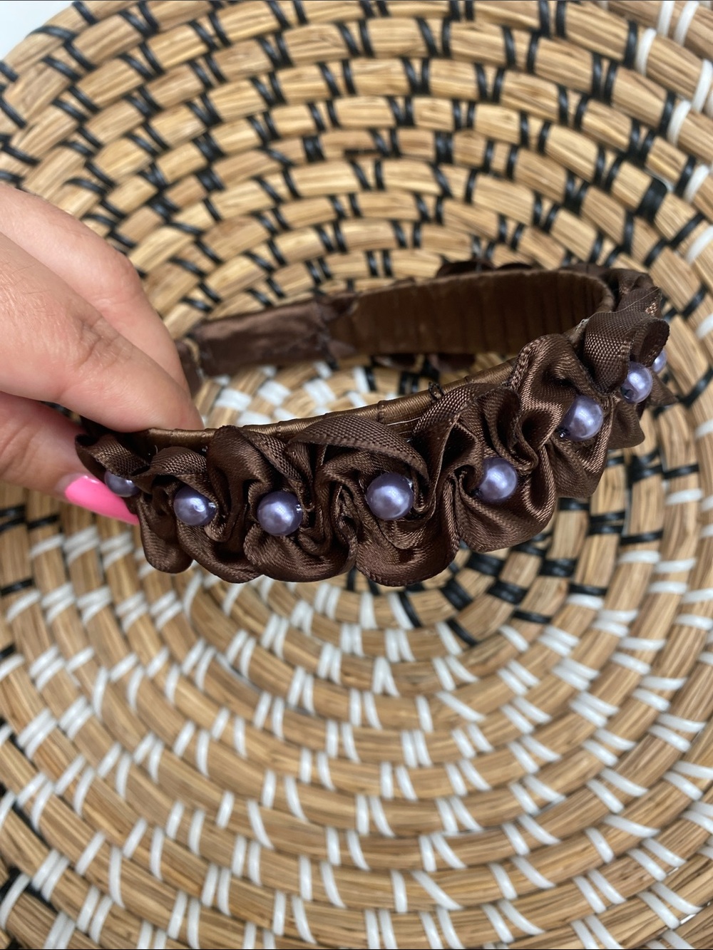 Satin Braided Pearl Accent Headbands - Choose 1 - Picture 4 of 6